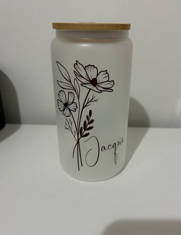 Personalized Birth Month Floral Name Glass Tumbler - Customizable Floral Tumbler for Gifts - Image 8