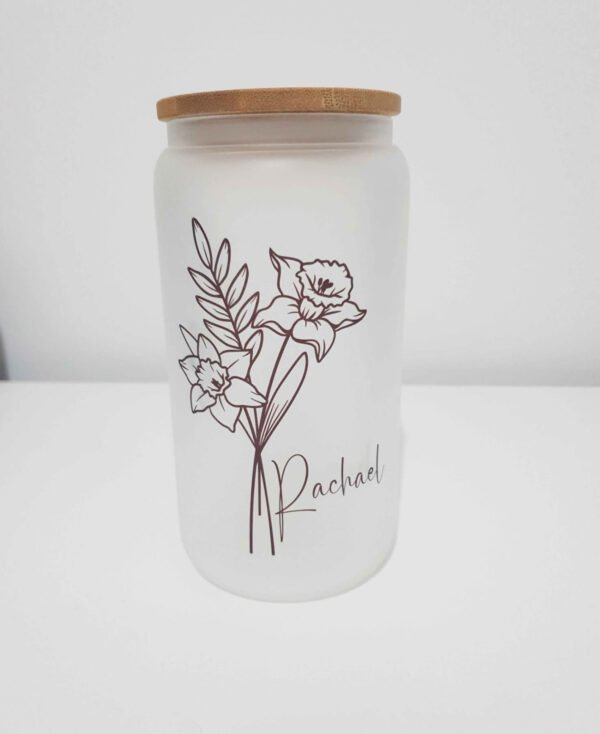 Personalized Birth Month Floral Name Glass Tumbler - Customizable Floral Tumbler for Gifts - Image 9