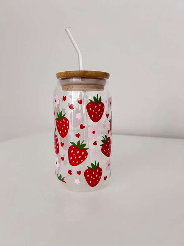 Strawberry Glass Can Cup