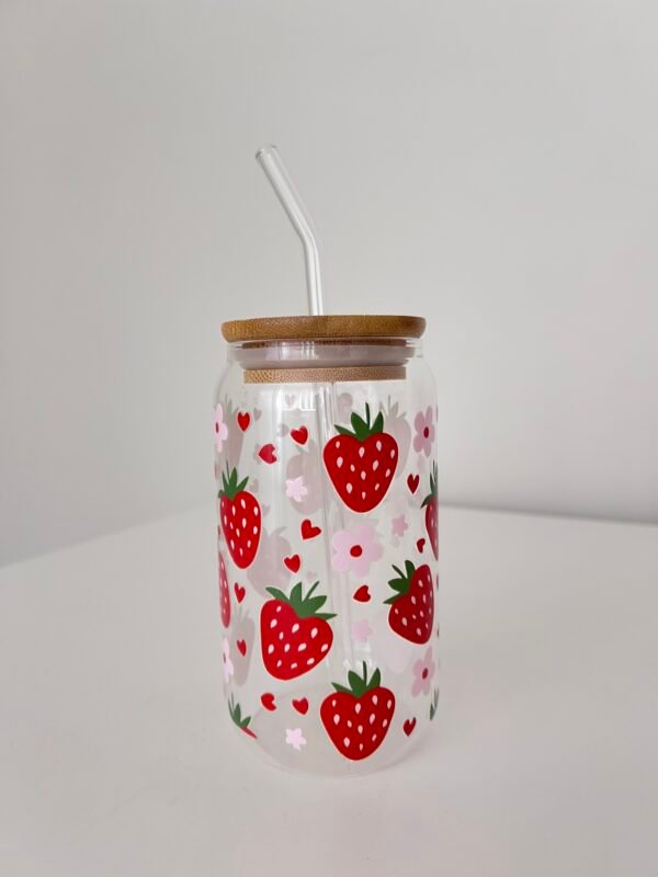 Strawberry Glass Can Cup - Image 3