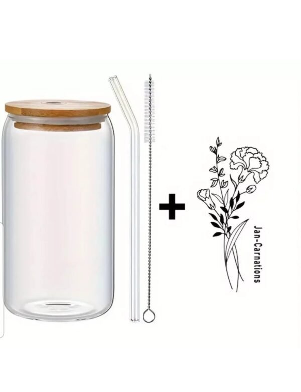 Personalized Birth Month Floral Name Glass Tumbler - Customizable Floral Tumbler for Gifts - Image 3