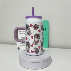 16oz Purple Butterfly rose Tumbler