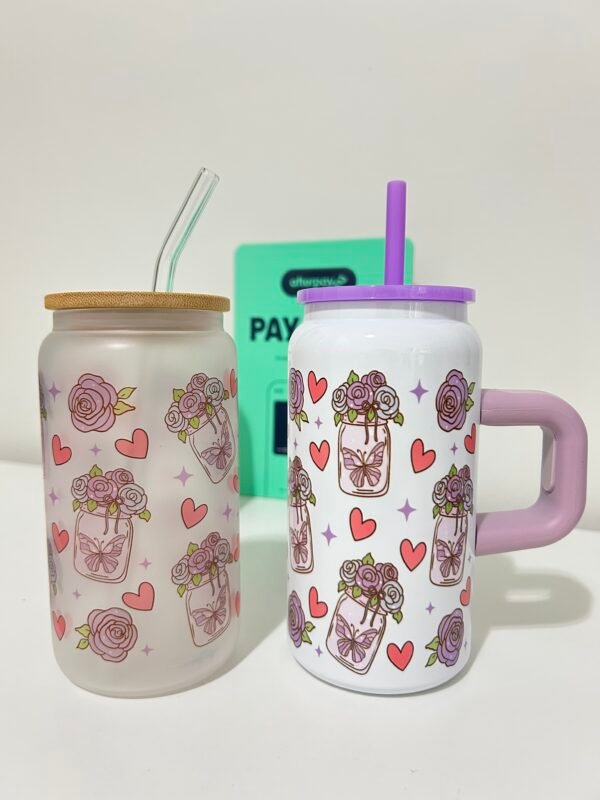16oz Purple Butterfly rose Tumbler - Image 4