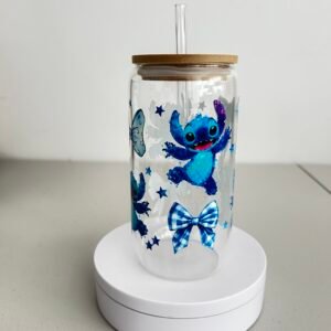 16oz Libby tumbler, stitch and bow theme