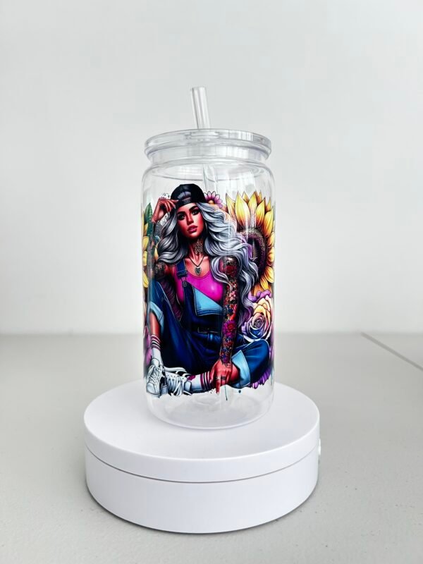 16oz Tatoo girl Acrylic Libby tumbler