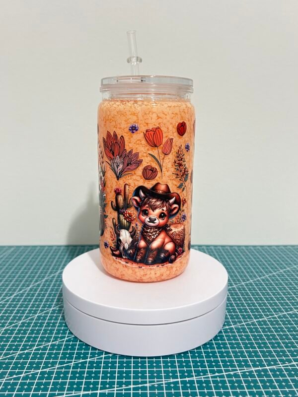 Highland Cow Snowglobe Tumbler, 16oz Snowglobe cup - Image 3