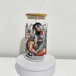 Pretty lady Libby glass can, 20oz glass can set