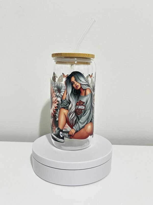 Pretty lady Libby glass can, 20oz glass can set