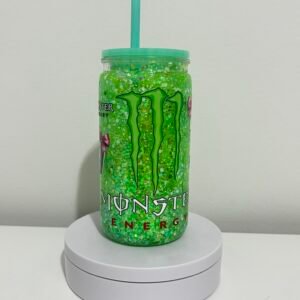 16oz Monster Energy pink bow theme Snowglobe tumbler